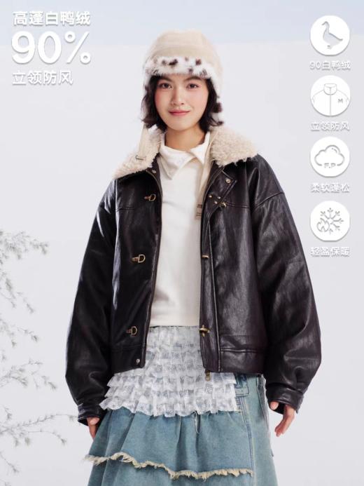 马得工地/MDGDWT141446/飞机扣可拆卸毛领皮 90白鸭绒羽绒服 商品图1