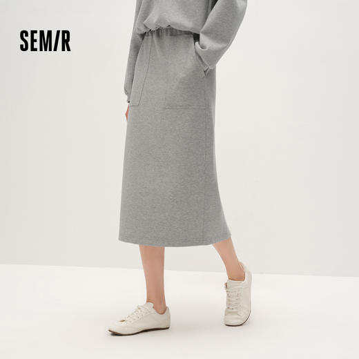 森柔|商场同款森马半身裙女春季格纹开叉长裙2026新款百搭直筒裙 商品图1