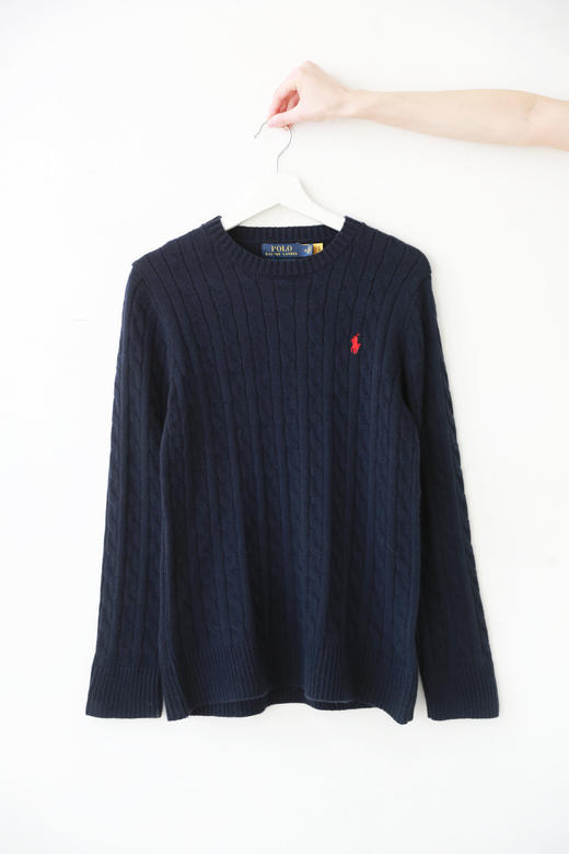 含羊毛30%，圆领麻花毛衣。小标刺绣复古氛围感长袖羊毛衫E011566 商品图14