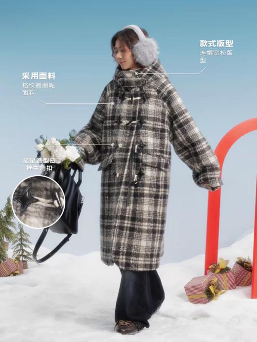 马得工地/MDGDWT141401/黑白圈圈呢牛角扣大衣 商品图1