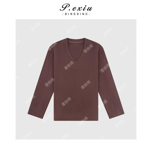 04-2潘依绣丁丁宠粉小众设计感V领长袖卫衣T恤Q97389 商品图0