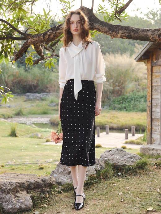 OLrain欧芮儿2026新款女优雅白色长袖衬衫 商品图1