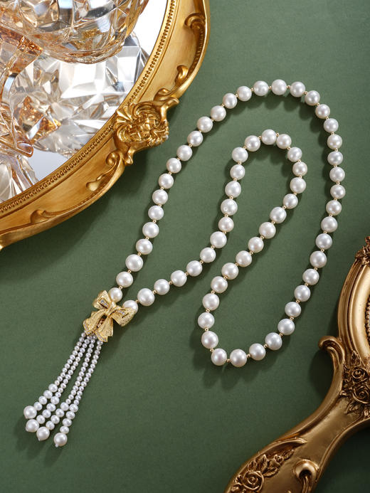 子佩集【结缘珍爱】珍珠惜王妃毛衣链【ZZMYL009】8.5mm珠镀金蝴蝶结2601 商品图2