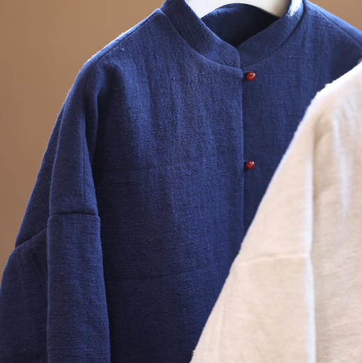 花与棉花  棉麻手工压格玛瑙扣棉服 商品图1