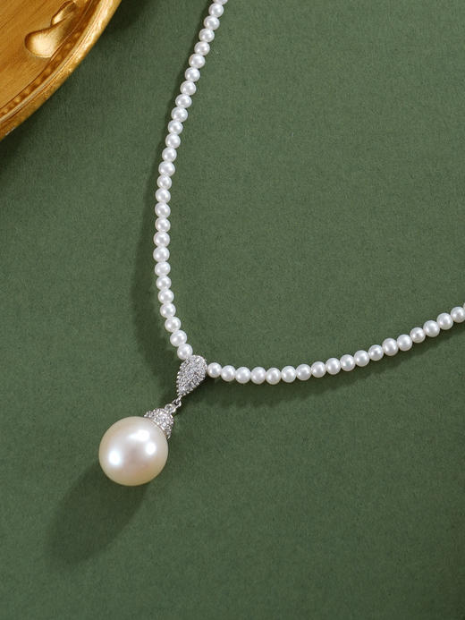 子佩集【岁岁安然】银S925珍珠惜王妃项链【ZZXL005】2.8mm小珠12mm大珠水滴2601 商品图3