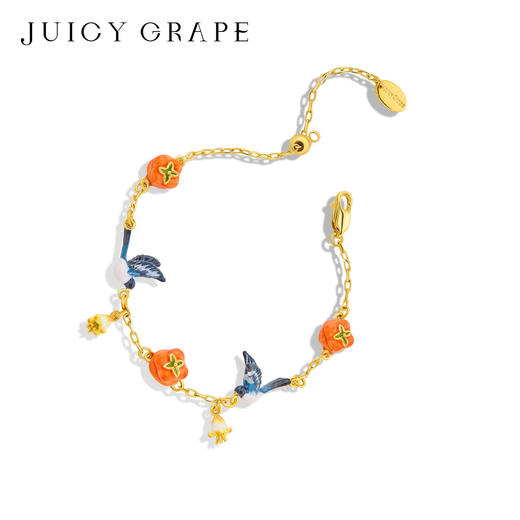 Juicy Grape首饰套装轻奢小众珐琅项链手链耳环戒指新年生日礼物 雀柿呈祥-喜柿连连手链 商品图4
