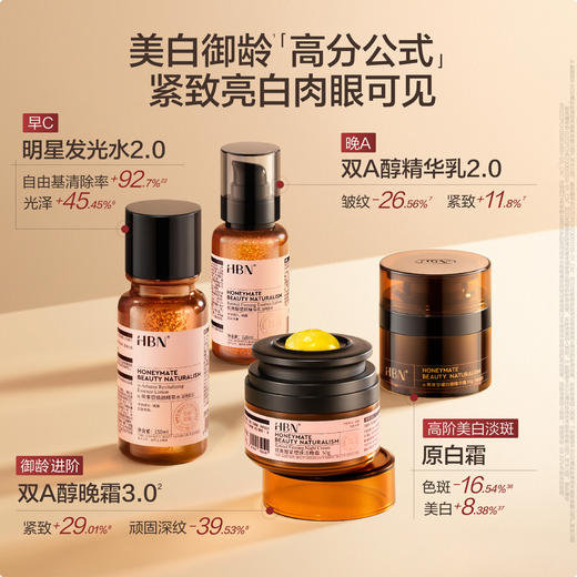 HBN精粹水发光水双A醇晚霜面霜套装早C晚A提亮肤色紧致御龄保湿 商品图1