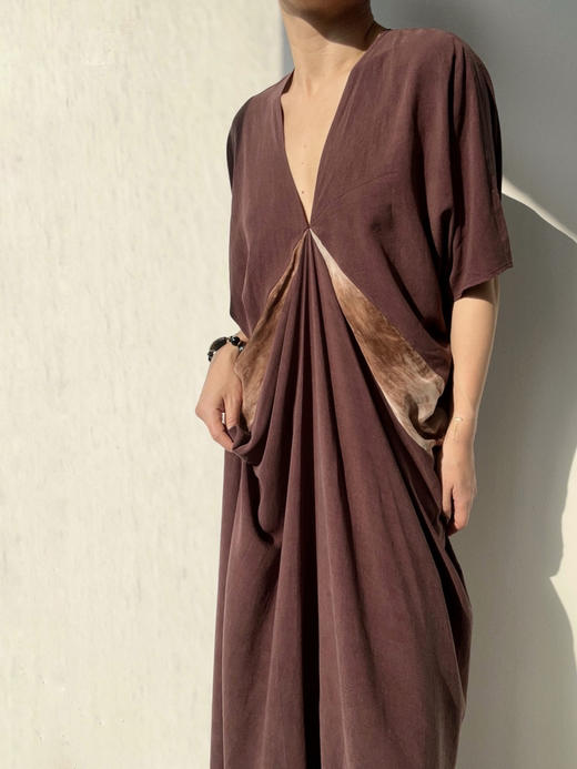 ranyepersonal｜PARADOX25DR04-1 低领拼接扎染紫色短袖连衣裙 [ 黑 ] 商品图0