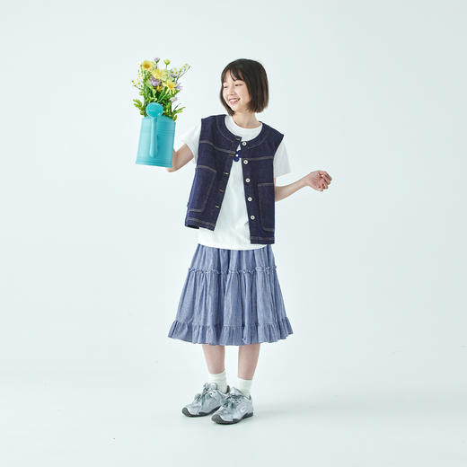 预售3.30发 棵初26年春夏新款亲子中大女童花朵图案印花短袖宽松纯棉亲肤T恤 商品图4