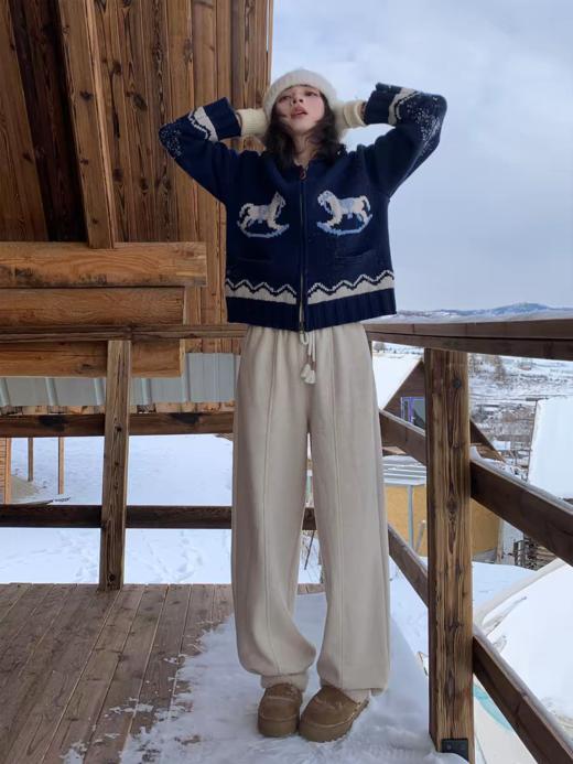 浮生八记/25D286/秋冬含羊毛加厚加绒松紧腰下摆抽绳卫裤 商品图4