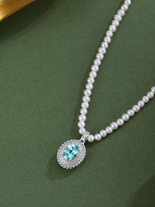 子佩集【海族公主】银S925珍珠惜王妃项链【ZZXL030】2.8mm珠蓝椭圆2601 商品图3