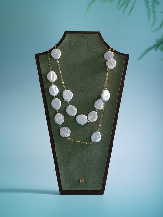 子佩集【长情印记】珍珠惜王妃毛衣链【ZZMYL002】16.5mm扁珠镀金巴洛克2601 商品图4