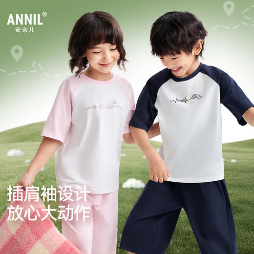 男女童圆领针织套装夏季新款安奈儿童装JM621555 商品图1
