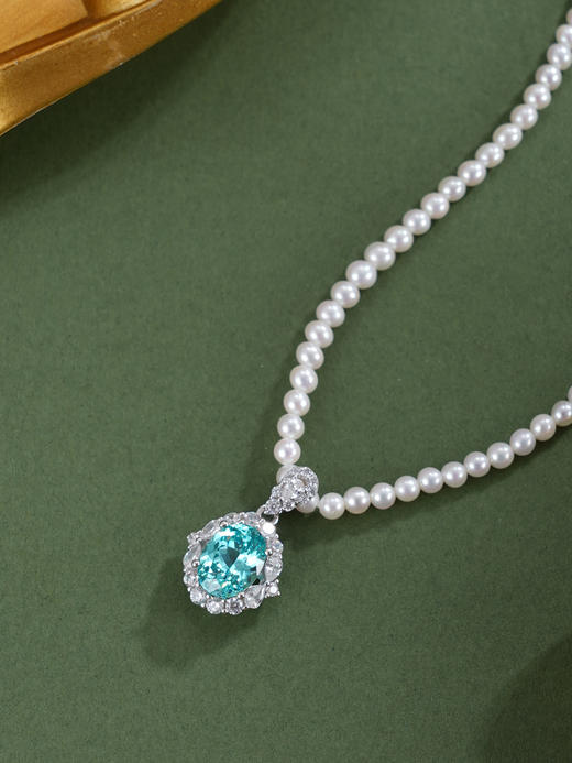 子佩集【海风与梦】银S925珍珠惜王妃项链【ZZXL028】2.8mm珠蓝椭圆2601 商品图3