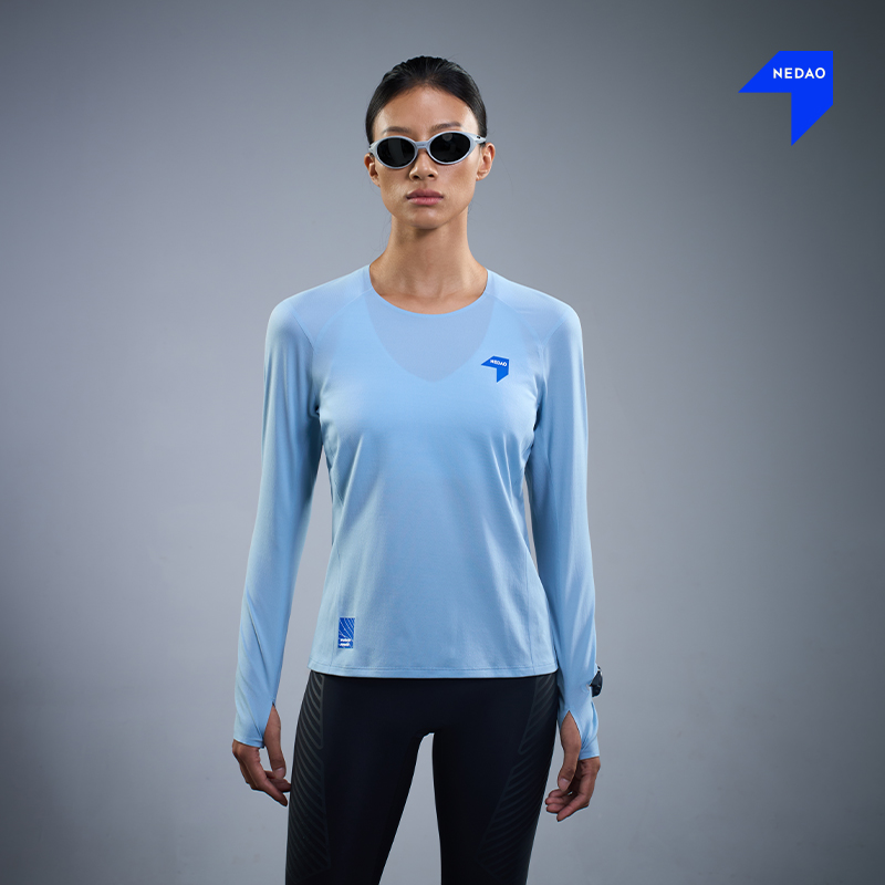 NEDAO内道空气感跑步长袖女士透气干爽训练运动长袖速干跑步上衣