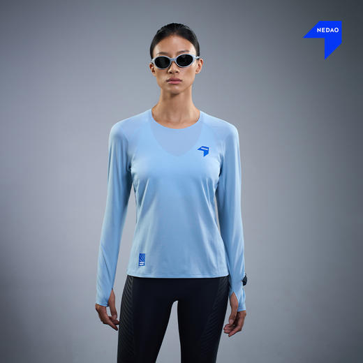 NEDAO内道空气感跑步长袖女士透气干爽训练运动长袖速干跑步上衣 商品图0