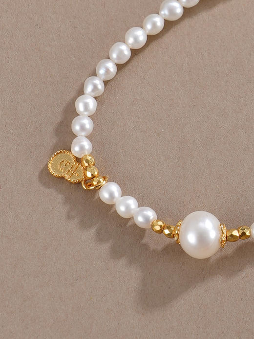 子佩集【天赐福缘】银S925珍珠惜王妃手链【QNS0012】3mm珠镀金葫芦金币2601 商品图6
