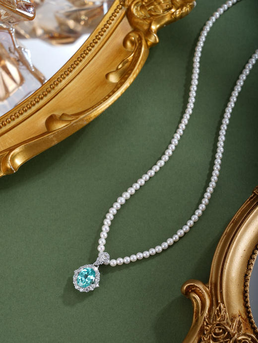 子佩集【海风与梦】银S925珍珠惜王妃项链【ZZXL028】2.8mm珠蓝椭圆2601 商品图2