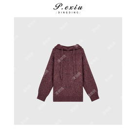 A008潘依绣丁丁宠粉 PanYiXiu/潘依绣丁丁宠粉羊-毛韩版慵懒休闲宽松连帽针织毛衣 L2523