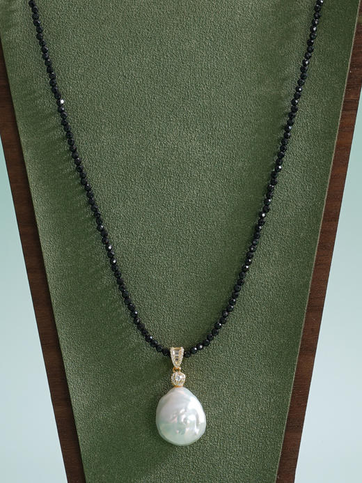 子佩集【深海絮语】银S925珍珠惜王妃项链【ZZXL001】2mm黑珠14-17mm扁珠巴洛克双色2601 商品图8