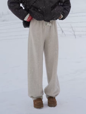 浮生八记/25D286/秋冬含羊毛加厚加绒松紧腰下摆抽绳卫裤