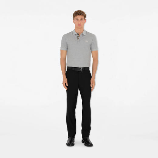 BURBERRY 巴宝莉 男士马术骑士徽标刺绣棉质短袖 Polo 衫 灰色 8099168 A2142 商品图2