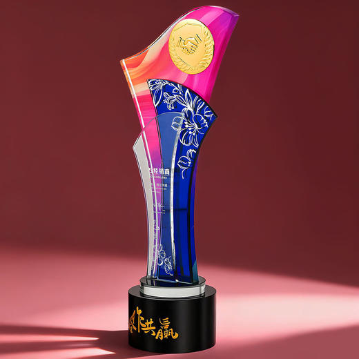 水晶奖杯金属勋章周年实木新款年会定制授权加盟优秀员工超大奖牌 商品图0