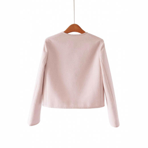 「自」全新升级【铂金会员358/天猫479/差价121】(11459)洛诗琳裸粉色小香风外套2026春季金属扣气质通勤羊毛短外套 商品图3