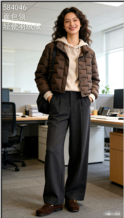 584046面包领轻便羽绒服