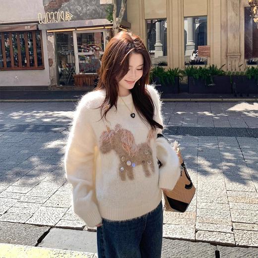 马年新年爆款 【马上有钱】毛衣秋冬季针织衫 休闲宽松套头上衣 商品图2