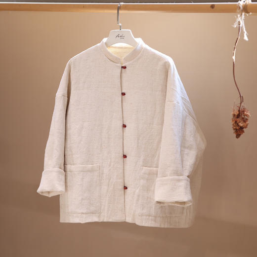 花与棉花  棉麻手工压格玛瑙扣棉服 商品图2