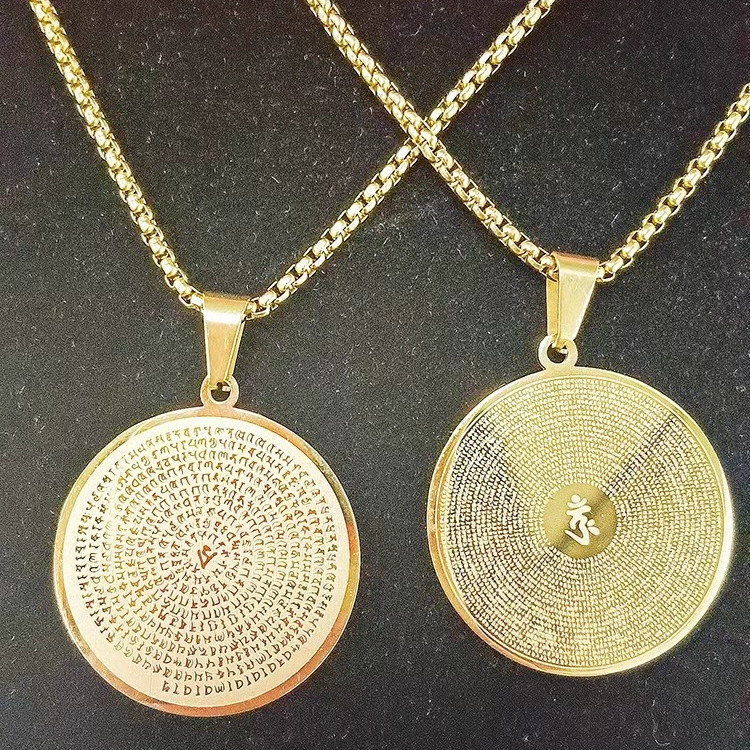 【新款】原创设计，激光雕刻喷砂吊坠 抛光细磨砂钛钢材质 真空电镀  时尚项链