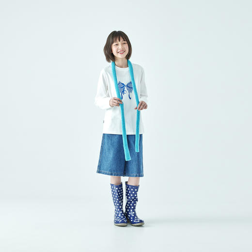 棵初26年春季新款亲子中大女童蝴蝶结印花长袖T恤小清新纯棉上衣 商品图1