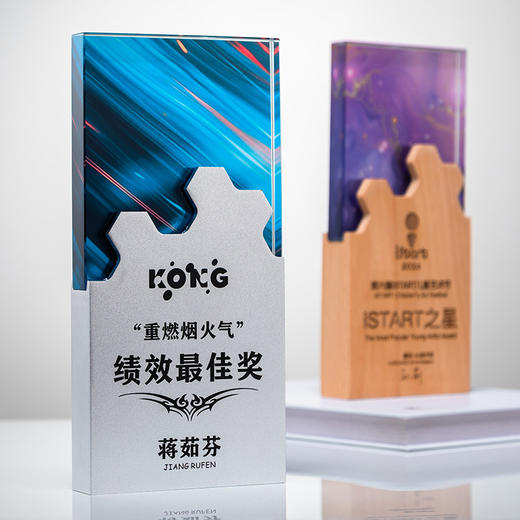 奖杯定制做授权牌经销年会优秀员工刻字金属铝板高端水晶立体奖牌 商品图3