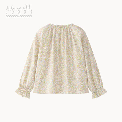 粉绿碎花缩褶上衣 商品图4