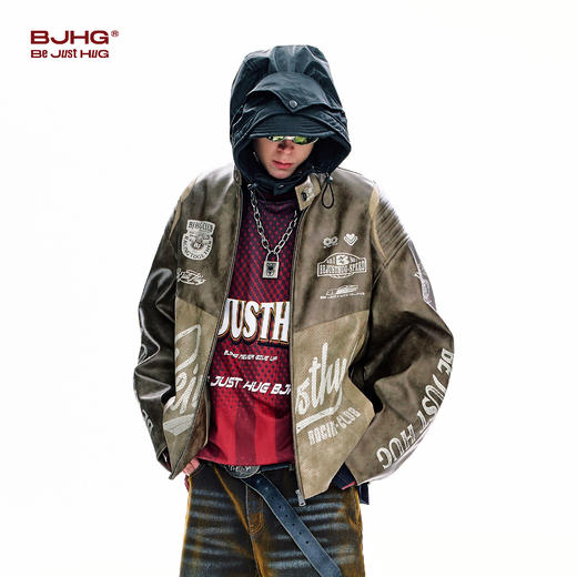 BJHG不计后果美式夹克外套男款春季2026新款潮牌复古皮衣机车服女 商品图1