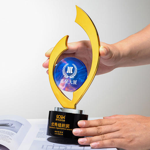 金属水晶奖杯彩印五角星高档优秀员工销售冠军年会颁奖牌 商品图4