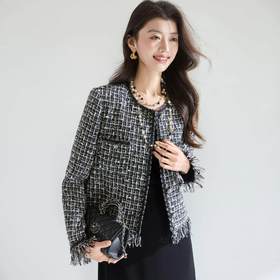 「高货sh」全新升级【铂金会员367/天猫489/差价122】(00400)洛诗琳高级感小香风外套2026春季轻奢气质重工流苏短外套