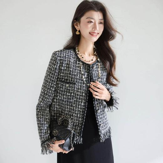 「高货sh」全新升级【铂金会员367/天猫489/差价122】(00400)洛诗琳高级感小香风外套2026春季轻奢气质重工流苏短外套 商品图0