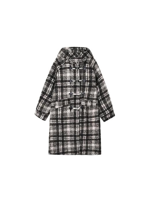 马得工地/MDGDWT141401/黑白圈圈呢牛角扣大衣 商品图3