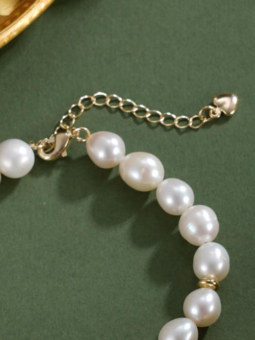子佩集【岁华共守】珍珠惜王妃手链【ZZSL015】7.2*8.2mm珠镀金吊球2601 商品图7