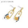 Juicy Grape首饰套装轻奢小众珐琅项链手链耳环戒指新年生日礼物 雀柿呈祥-喜柿果篮耳环 商品缩略图4