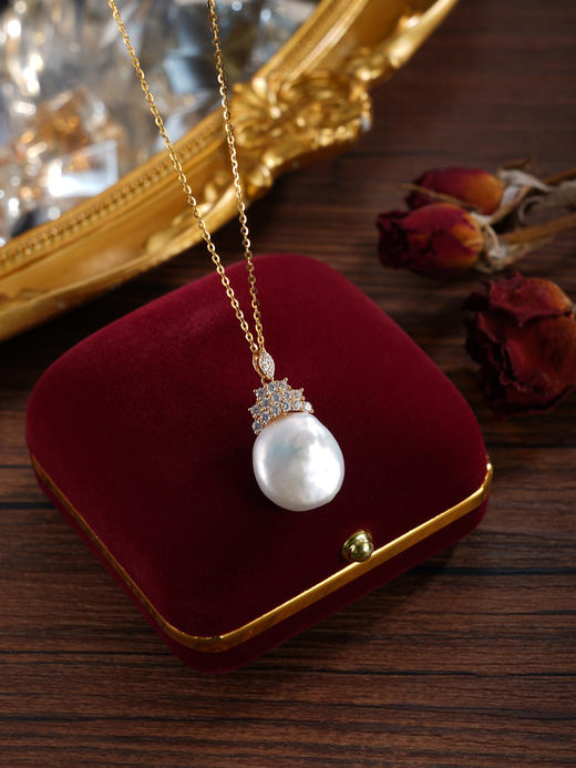 子佩集【瑰丽幻域】银S925珍珠惜王妃套链【YP0114】14.5mm珠双色城堡巴洛克2601 商品图6