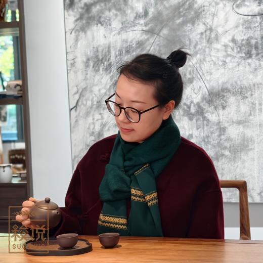 秋冬上新【梭说】盎然.叠青 纯手工限量设计围巾 侗族传统织锦工艺丝光棉 围巾披肩文创礼物 原创设计 商品图1