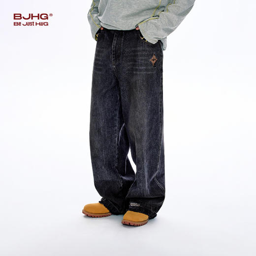 BJHG不计后果原色复古牛仔裤子男款春季水洗宽松直筒休闲裤长裤女 商品图1
