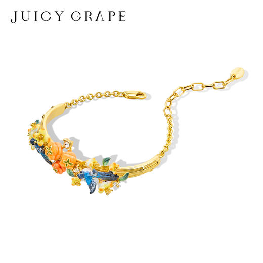 【焕新季】Juicy Grape首饰套装轻奢小众珐琅项链手链耳环戒指新年生日礼物 雀柿呈祥-喜柿连连手链半镯 商品图4