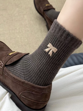 <曾小咸推荐>撞色刺绣蝴蝶结 日常价89/4双！ 活动价49.99/4双！【预售款，预计3-15天发货】