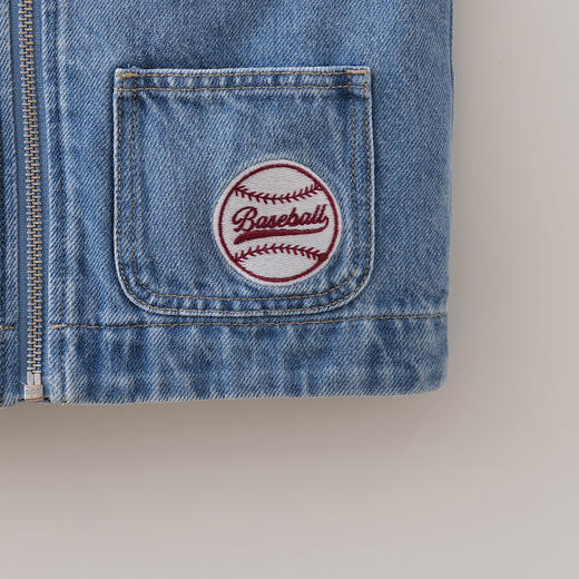 马克珍妮复古棒球男童V领牛仔马甲2026年春装新款560022 商品图4