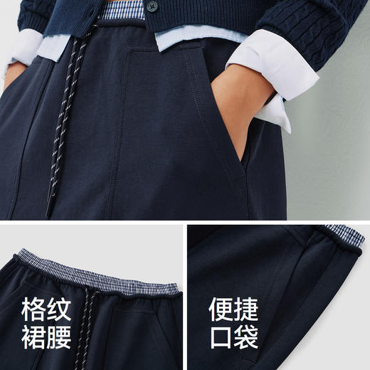 森柔|商场同款森马半身裙女春季格纹开叉长裙2026新款百搭直筒裙 商品图3