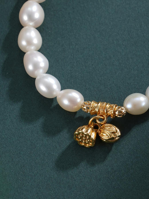 子佩集【两世永欢】珍珠惜王妃手链【ZZSL018】7.5-8.5mm珠镀金莲蓬2601 商品图6